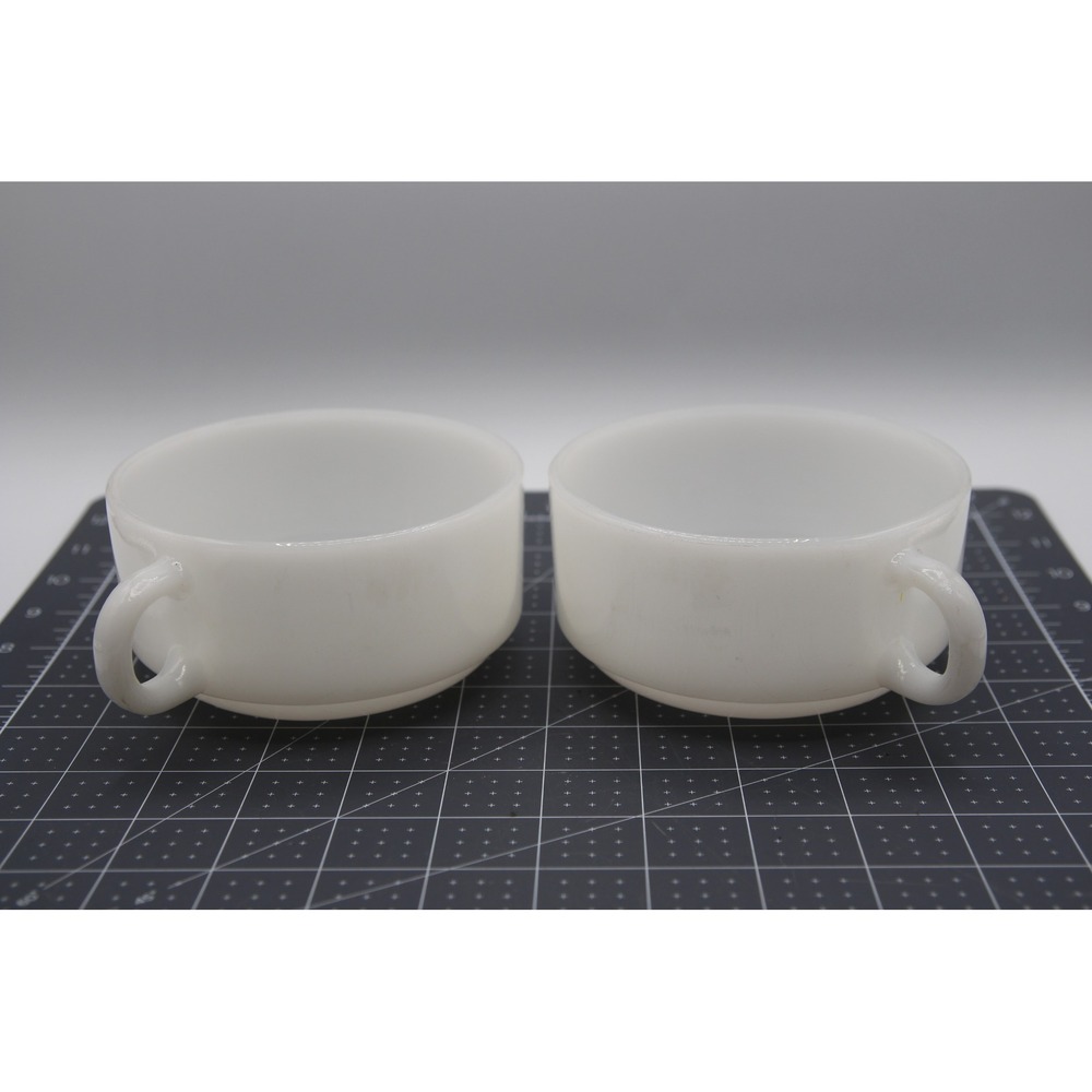 Vintage Glasbake Milk Glass Soup Chili Bowls White Set of 2 USA 2711